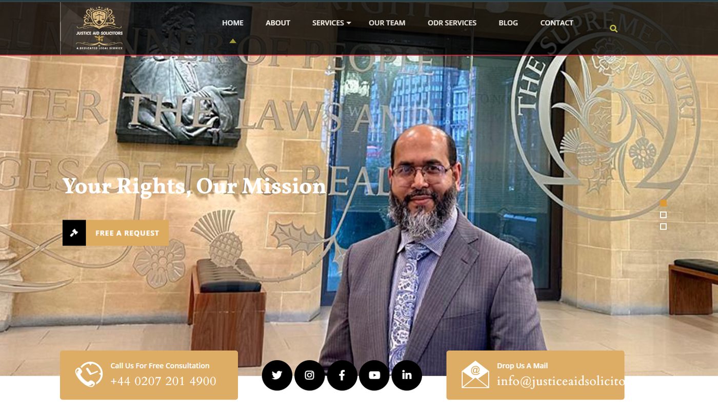 Justice Aid Solicitors homepage screenshot